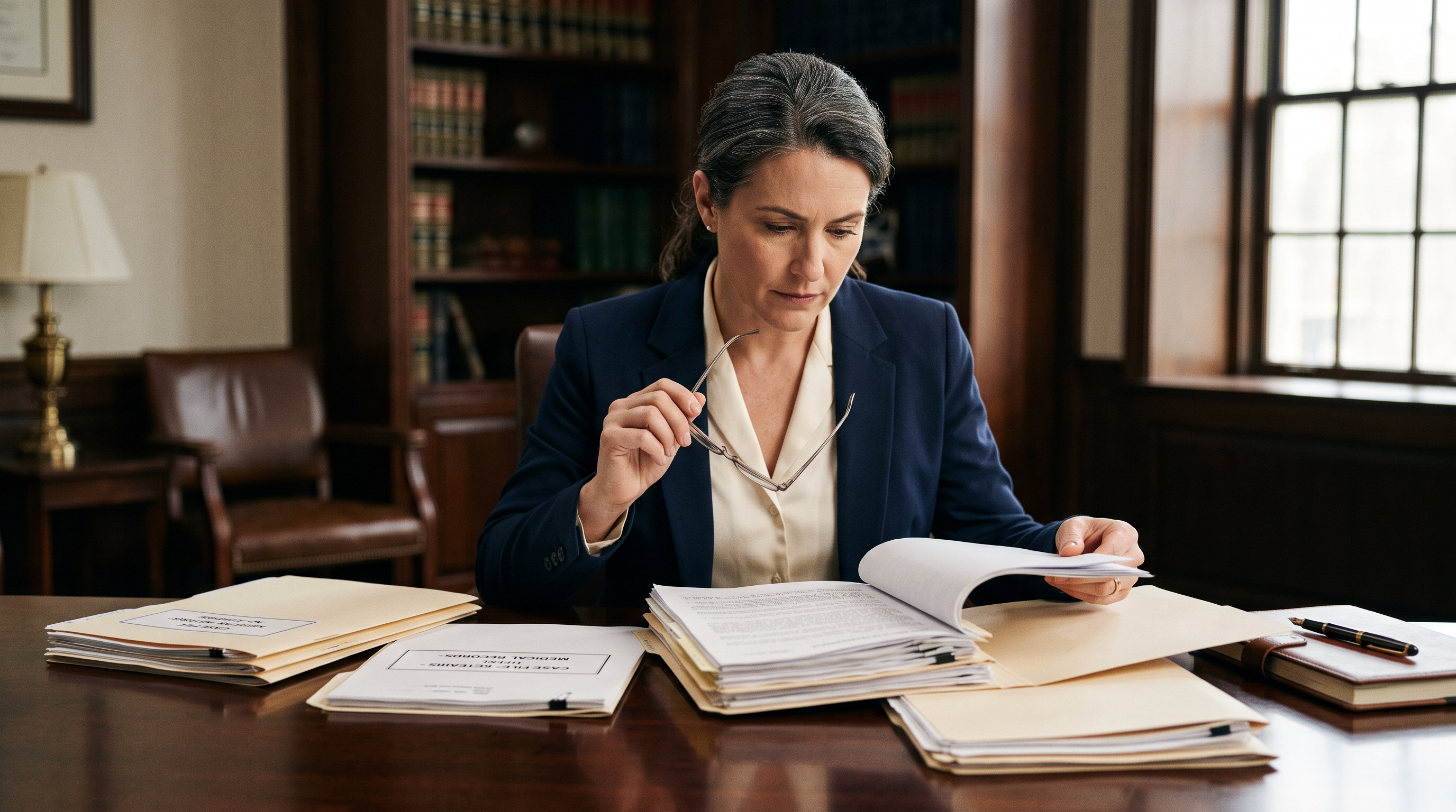 Accredited professional reviewing a veteran case file