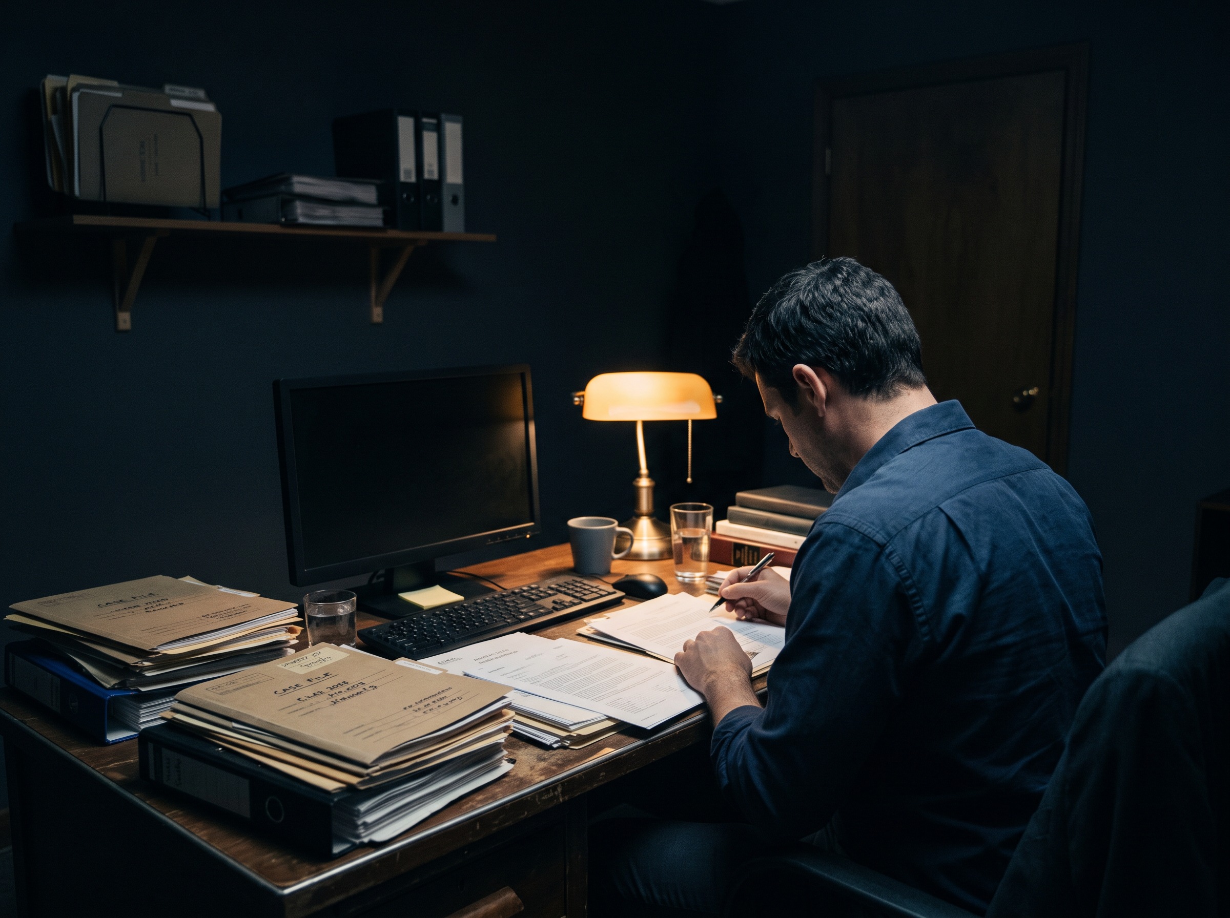 Accredited agent working late